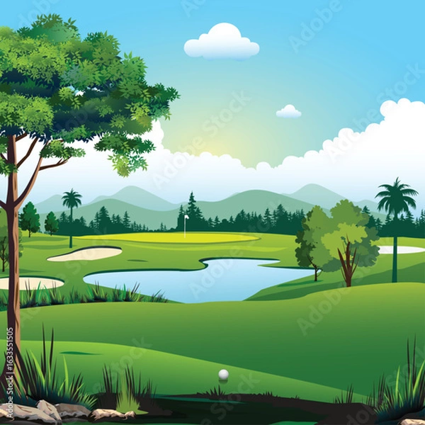 Fototapeta Idyllic Golf Course Landscape