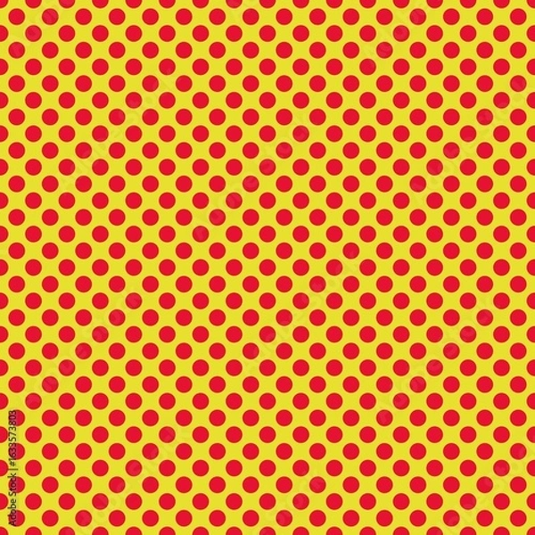 Obraz Red polka dots on a yellow background 