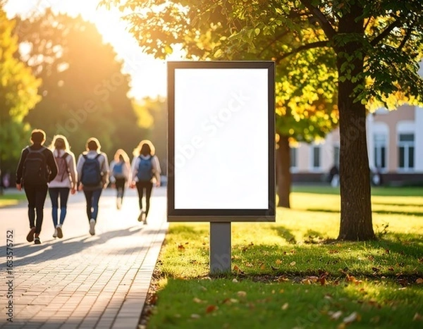 Fototapeta Blank Billboard with People Walking