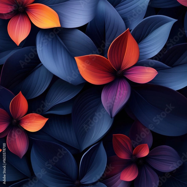 Obraz seamless floral pattern, 3D_abstract_floral_decoration_layered