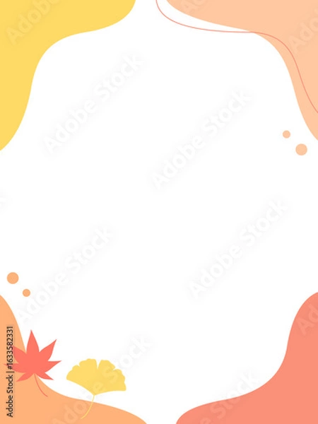 Fototapeta もみじとイチョウの秋フレーム