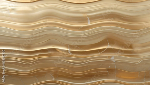 Obraz Luxurious Golden Wavy Marble Texture - Abstract 3D Seamless Stone Pattern