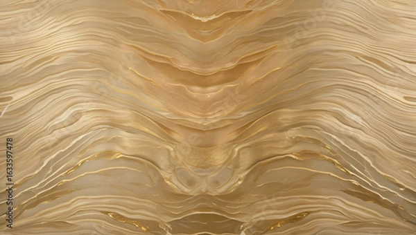 Obraz Symmetrical Abstract Golden Marble Texture - Mirror Effect Stone Pattern