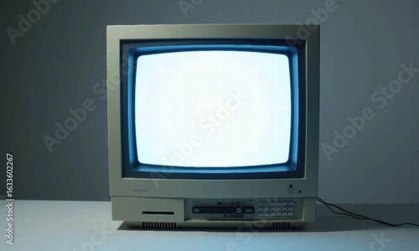 Fototapeta Vintage Computer Monitor Displaying Blank Screen