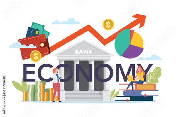 Obraz Economy class with economic elements