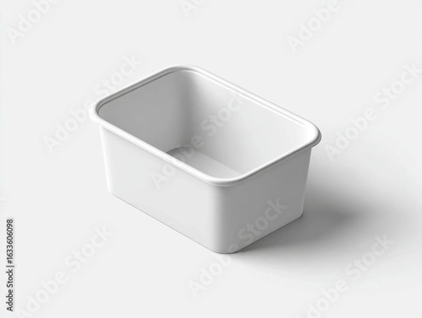 Fototapeta A mock-up of a white food container. a container, a container with a lid. A concept for advertising ready-made and frozen meals. Space for text and logo.