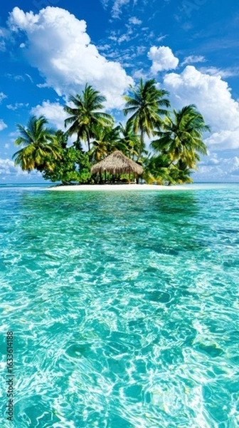 Fototapeta Idyllic Tropical Island Paradise with Crystal Clear Water