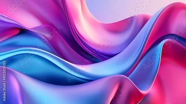 Fototapeta 3D render of a colorful gradient wave, isolated on a black background. 