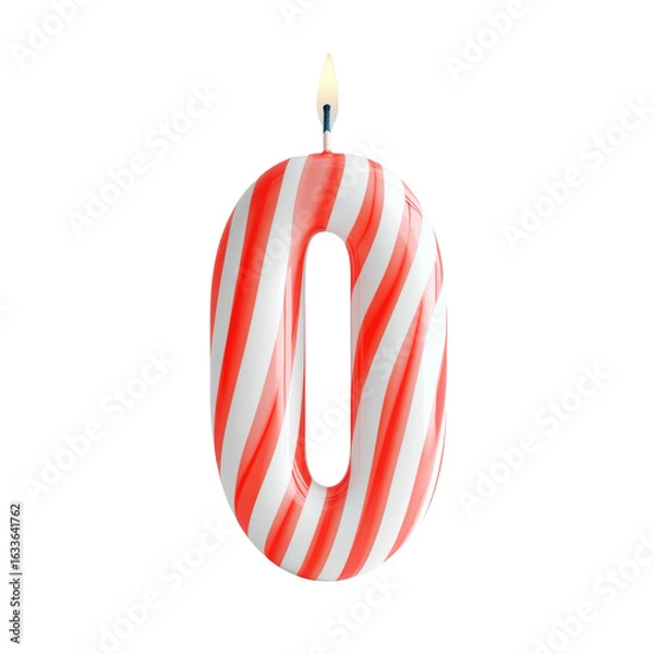 Fototapeta alphabet red white letter 0 candle birthday alphabet luxury texture on white background