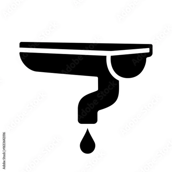 Obraz Roof gutter icon for rainwater drainage on houses 