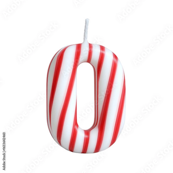 Fototapeta alphabet red white letter O candle birthday alphabet luxury texture on white background