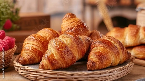 Obraz Assorted French pastries with Eiffel Tower backdrop
