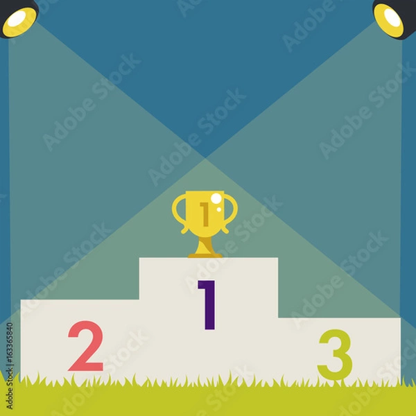 Fototapeta Pedestal with trophy cup. Vector illustration