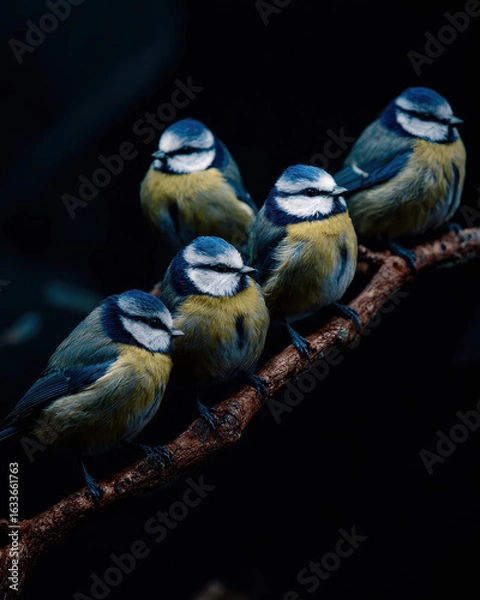 Obraz Blue Tits on Branch