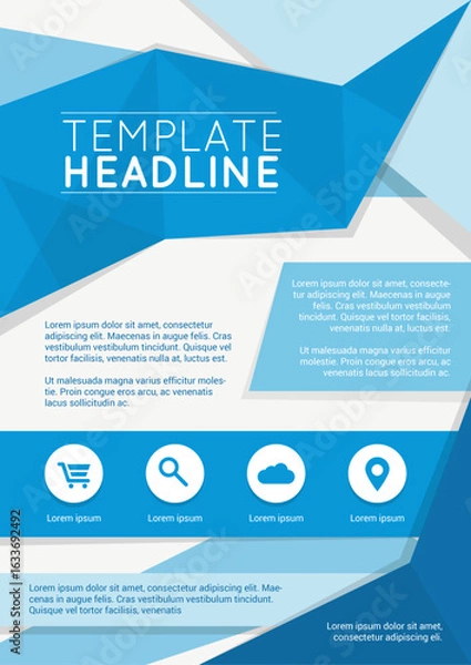 Obraz Blue origami flyer template design vector poster