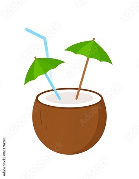 Obraz Coconut drink with umbrellas