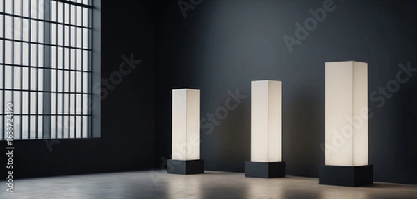 Fototapeta Minimalist composition with geometric shapes on a dark background