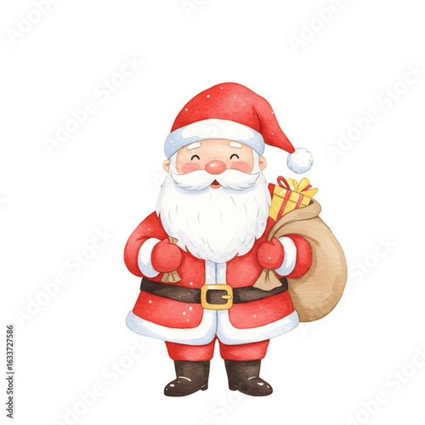 Fototapeta 温かい笑顔のサンタクロースイラスト　幸せなクリスマス