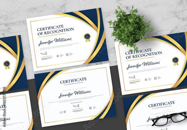 Obraz Gradient Gold And Blue Recognition Certificate