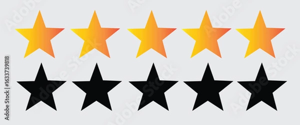 Fototapeta Five Stars Customer Product Review Icon -black and color 5-Star Rating for Website, App, and UI Design