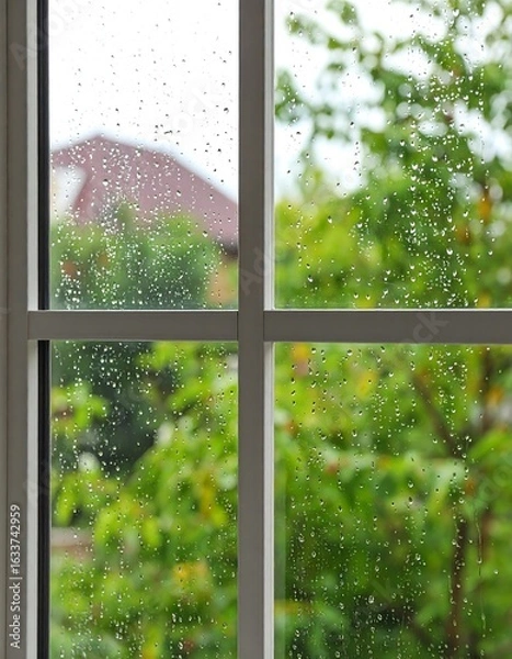 Obraz Rainy day view from window