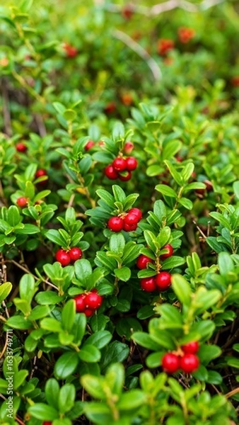 Obraz Red berries on green bushes