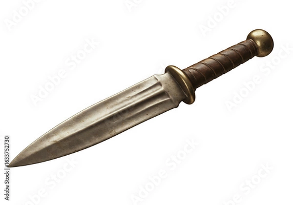 Fototapeta 輝く金属と革の古風な短剣、精緻なディテールが美しい
