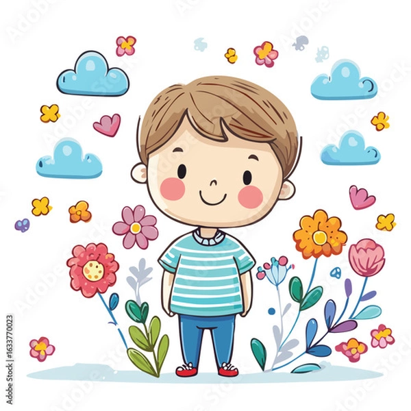 Obraz little girl with flowers