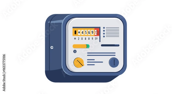 Fototapeta Modern digital electricity meter displaying usage levels and control panel