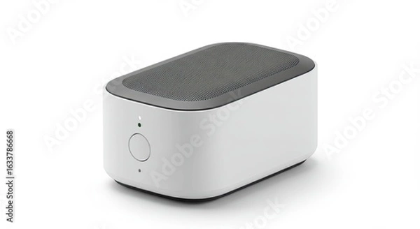 Obraz White and Gray Wireless Speaker on White Background