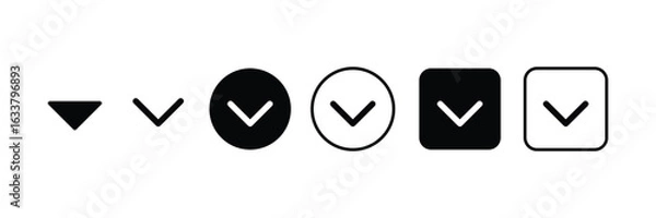 Obraz Set of Website dropdown arrow icon collection. Dropdown arrow symbol.