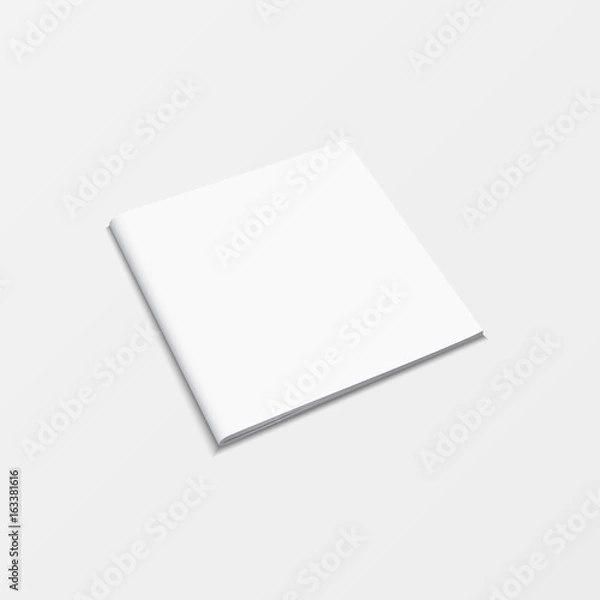 Fototapeta Booklet blank white color isolated on white background. 3d mockup book template top view for printing design, cover book, brochure, catalog, leaflet, pamphlet, textbook and layout design. 