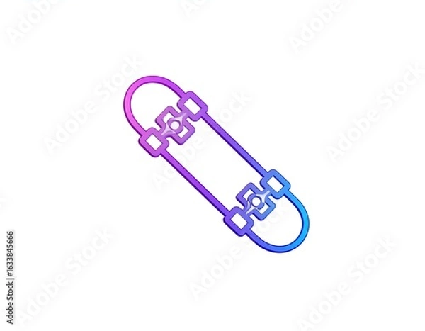 Obraz Gradient-colored skateboard icon, angled view