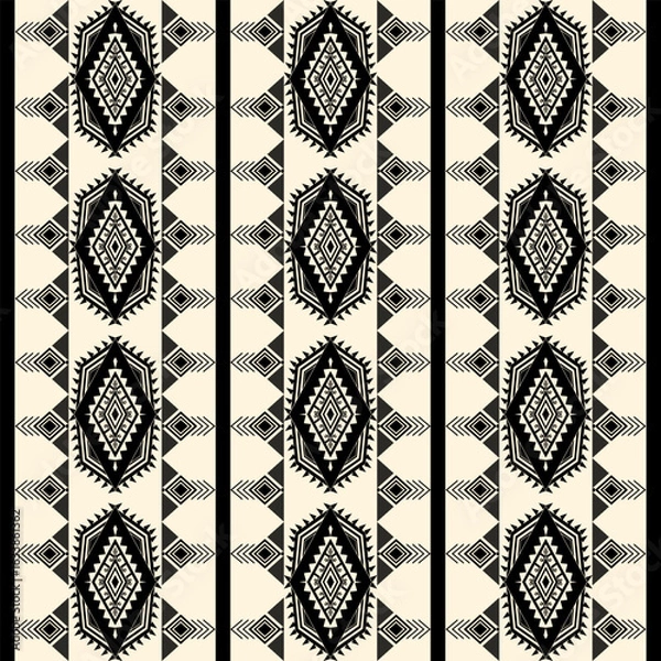 Fototapeta traditional Seamless pattern black and white tribal , Aztec geometric print , Native ethnic earth tone background Idea for borders, tiles and delicate textiles, illustration design printing 300 dpi