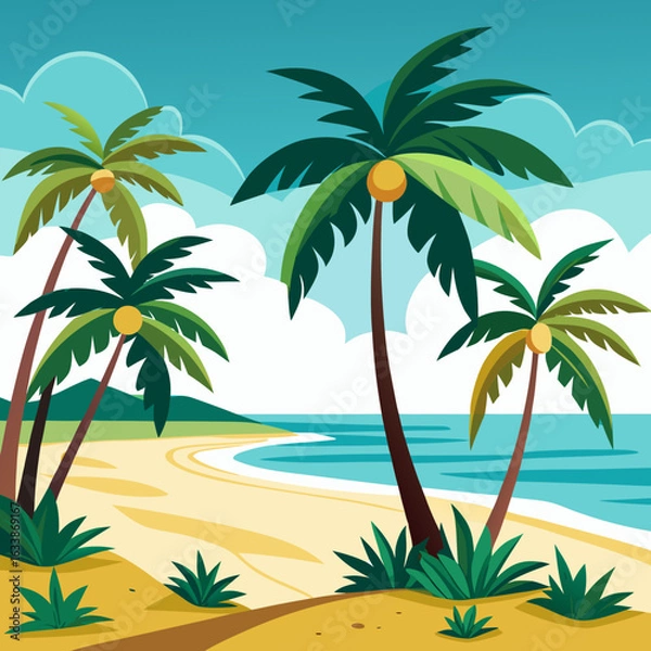 Fototapeta palm trees on a tropical beach