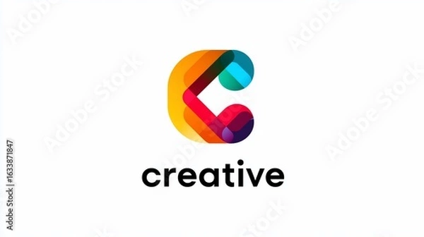 Fototapeta Colorful abstract letter C logo with the word creative below on a white background
