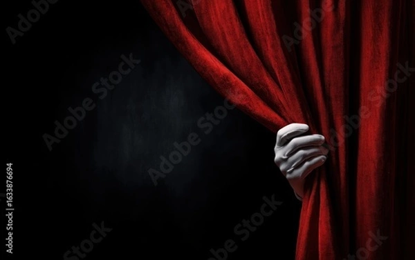 Fototapeta The scene powerfully symbolizes a moment of revelation, a theatrical performance beginning, or the unveiling of a secret, creating a sense of anticipation and mystery.