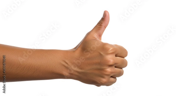 Obraz Optimistic hand displays a thumbsup gesture