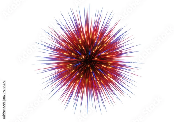 Fototapeta Isolated Abstract Red and Blue Fireworks Burst