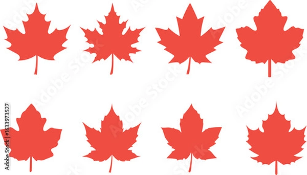 Obraz Maple leaf silhouettes, Maple leaf icon, Maple leaf vector illustration
