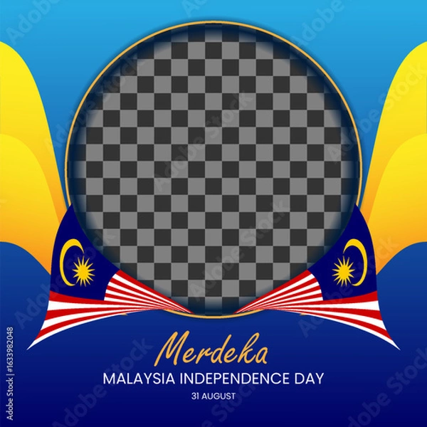 Fototapeta malaysia independence day social media square banner decorated with flags with empty space for picture