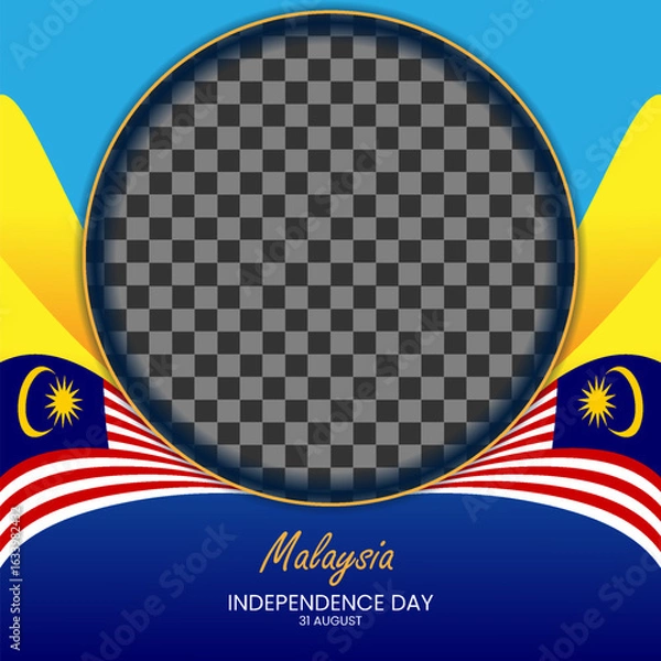 Fototapeta malaysia independence day square banner decorated with flags with empty space for picture