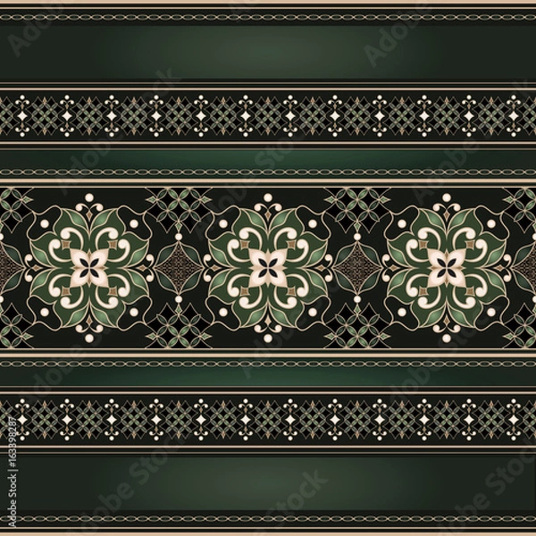 Fototapeta Vector line art seamless border for design template.