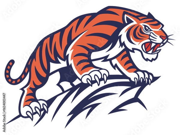 Fototapeta Powerful Tiger Silhouetted on a Crest