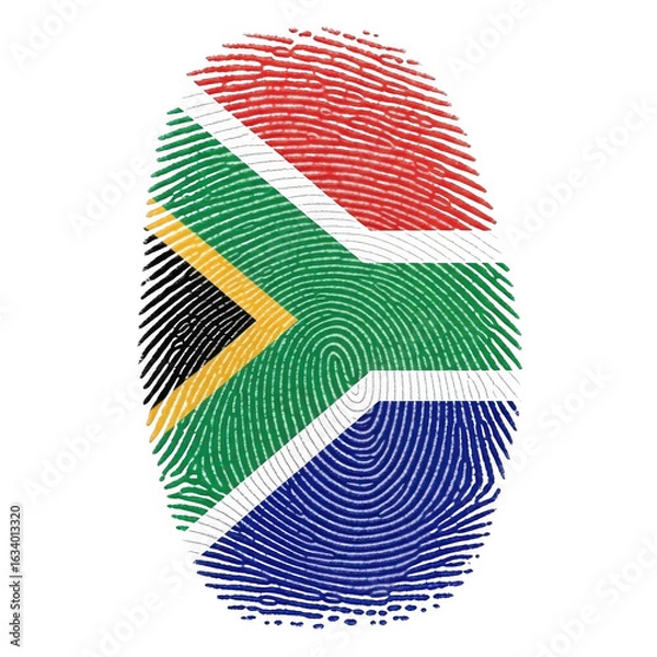 Fototapeta South african flag fingerprint identity isolated on transparent background