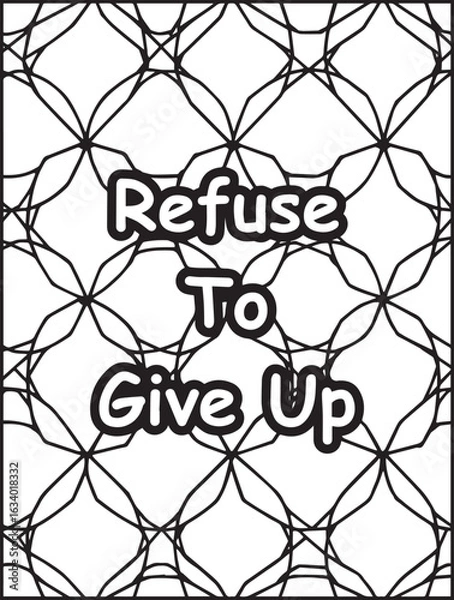 Fototapeta Printable coloring page for kids and adults: Mosaic pattern background: Inspiring quote to color