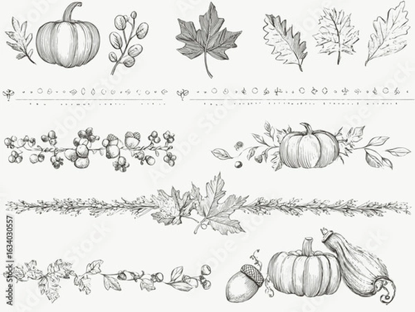 Obraz  Autumn Banner Elements – Flat Modern Vector Clipart
