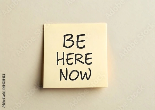 Obraz be here now message on square neutral paper