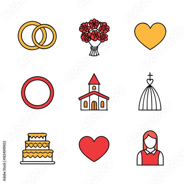 Fototapeta wedding icon bundle
