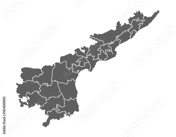 Obraz Andhra pradesh map with all district map lines